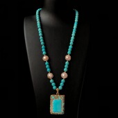 天然绿松原石淡水珍珠毛衣项链戒指手链耳环捷克钻首饰礼物套装 女