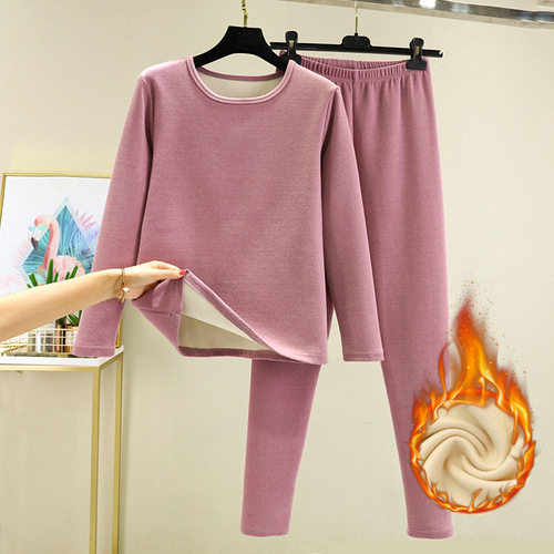 德绒秋衣秋裤套装发热保暖内衣女