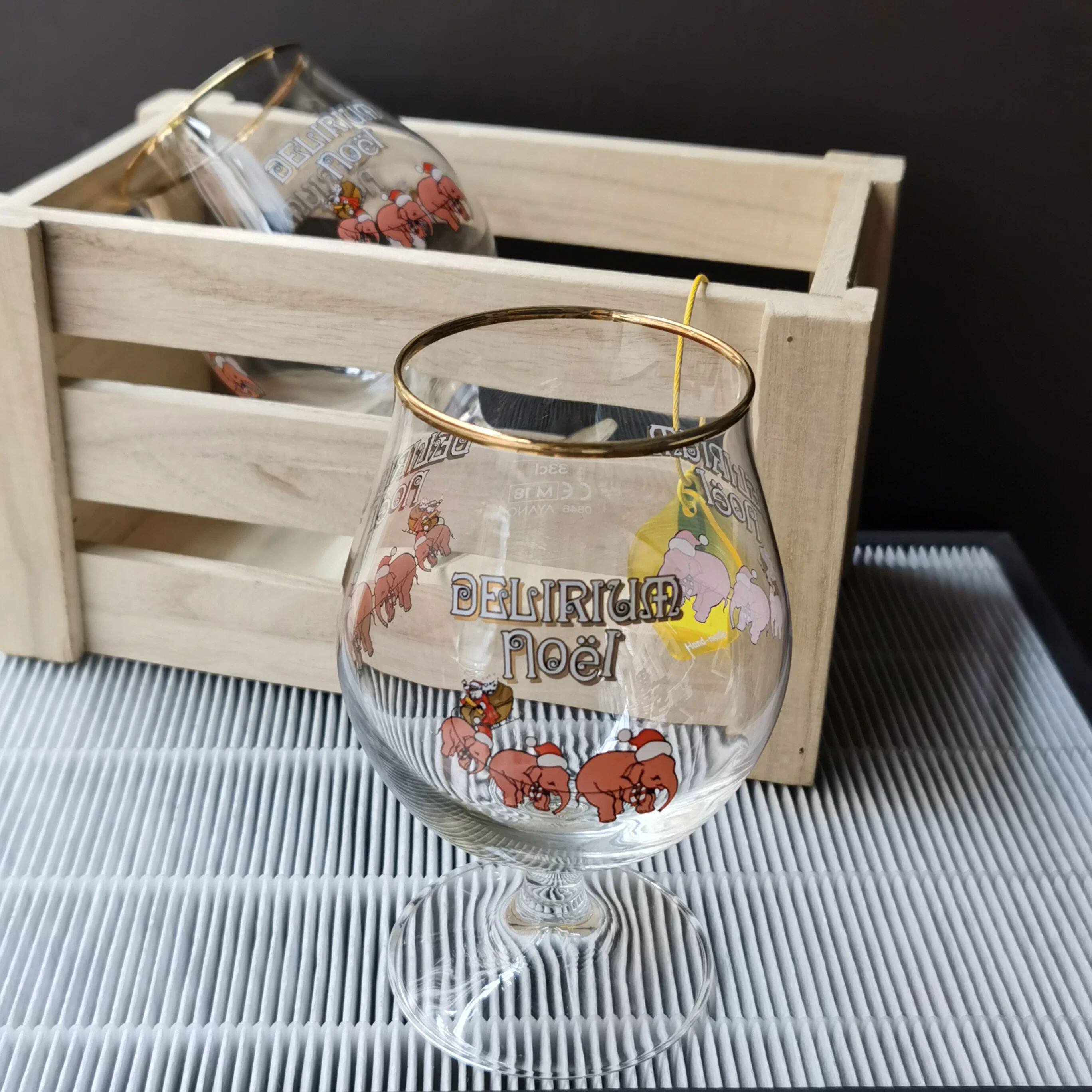 比利时原装进口粉象圣诞啤酒杯 250ML/330ML精酿专用杯 郁金香杯