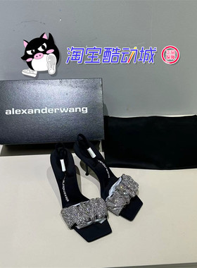 AlexanderWang一字凉鞋褶满钻