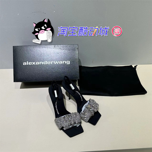 AlexanderWang一字凉鞋褶满钻