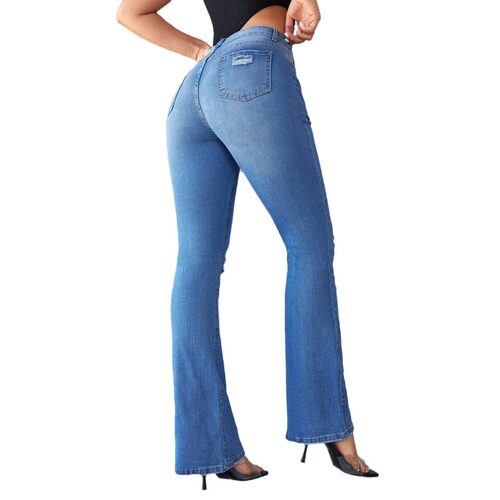 欧美2024破洞微喇女式牛仔裤women jeans boot cut pant trousers