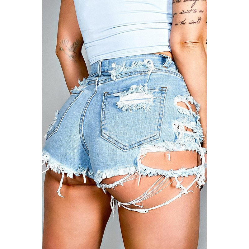 欧美破洞弹力牛仔短裤女士 women sexy jeans ladies short pants