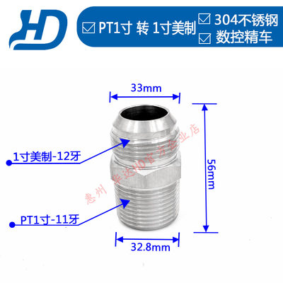 304不锈钢油管外丝1寸美制-1寸英制液压高压油管蒸汽管外接头力古
