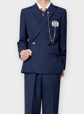 木村叔dk制服原创收腰设计绀色西装外套男生春秋季成人礼18岁礼服