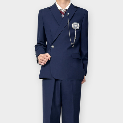 木村叔dk制服原创收腰设计绀色西装外套男生春秋季成人礼18岁礼服