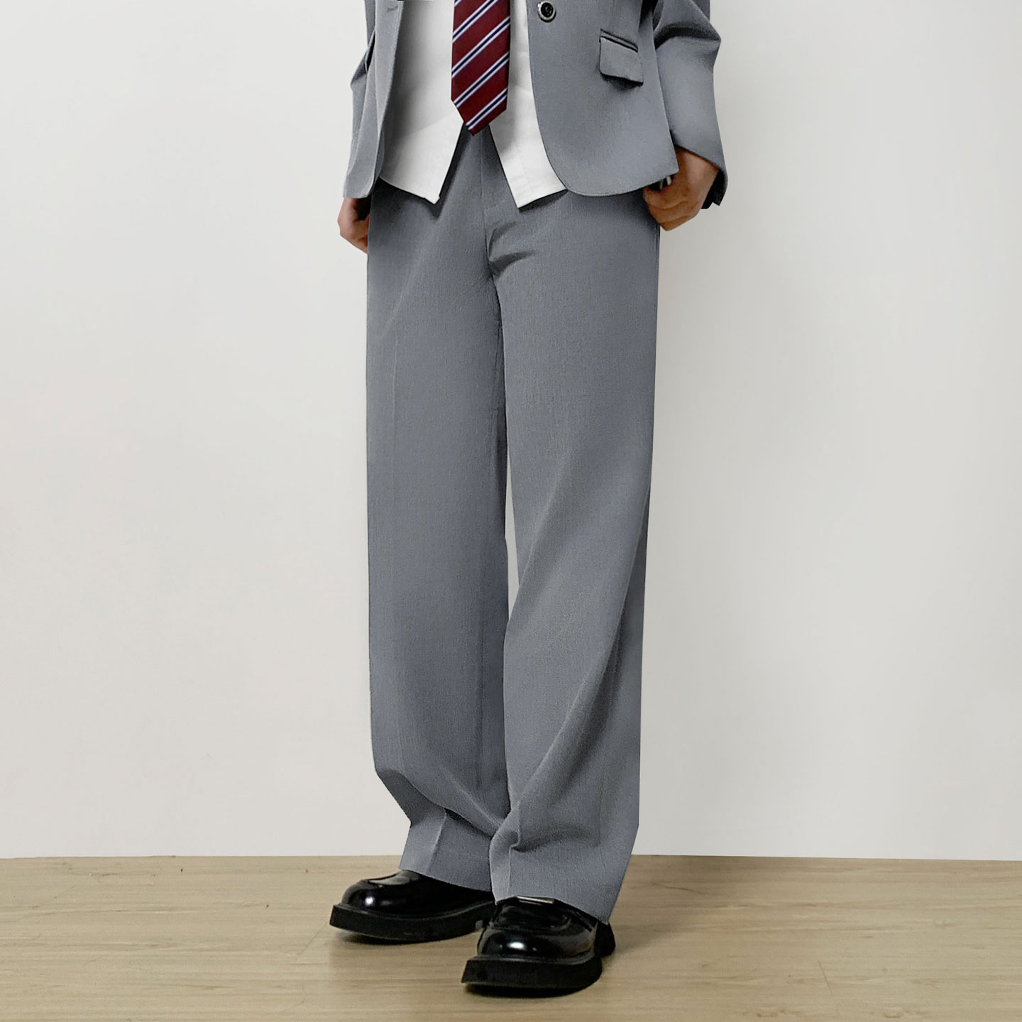 木村叔jk制服原创灰色西裤女春秋季女学生宽松版免烫直筒制服长裤