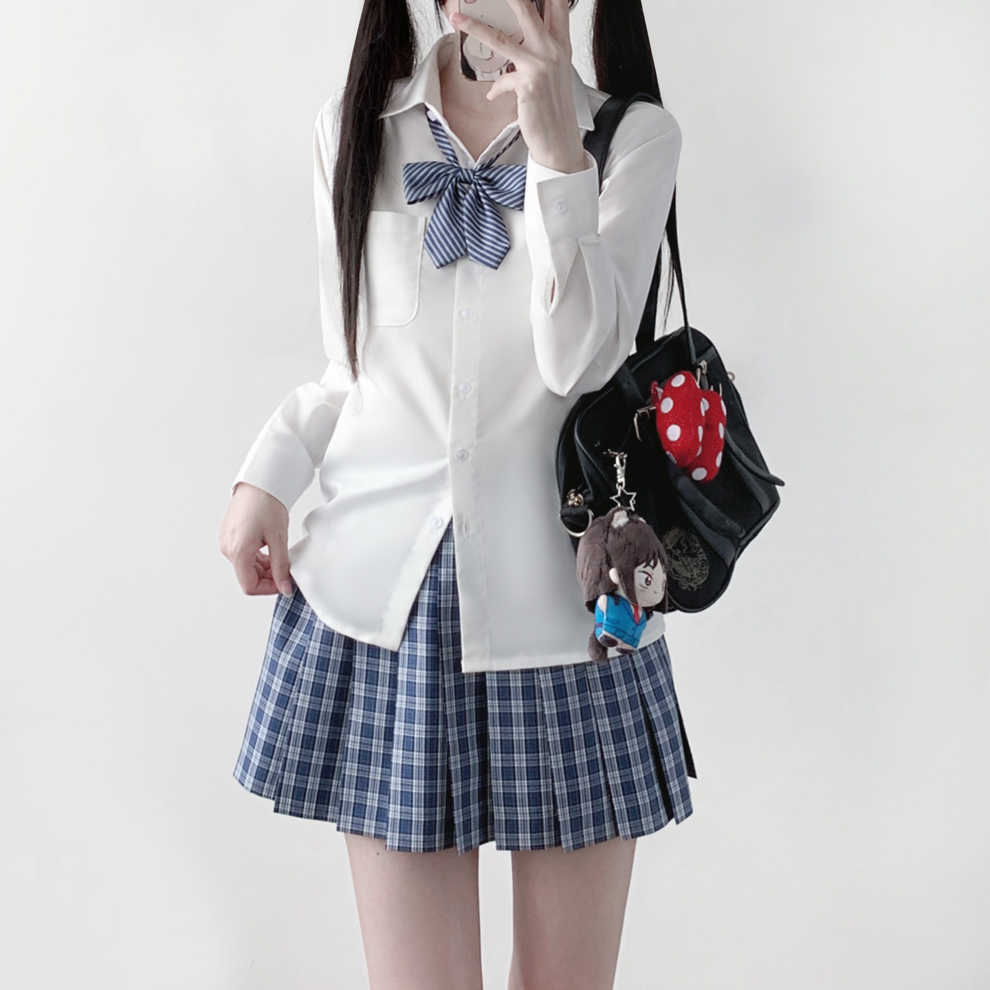 木村叔jk制服基础款白色长袖衬衬衫