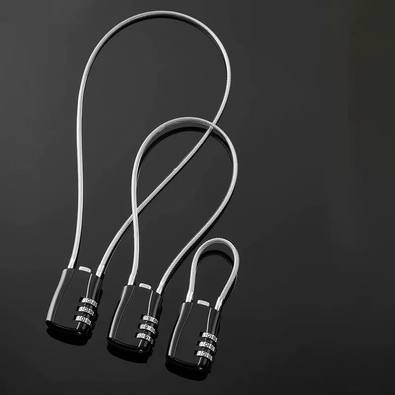 钢丝绳挂锁链条软锁橱柜子柜门长挂锁细钢丝锁头盔锁密码钢缆锁具