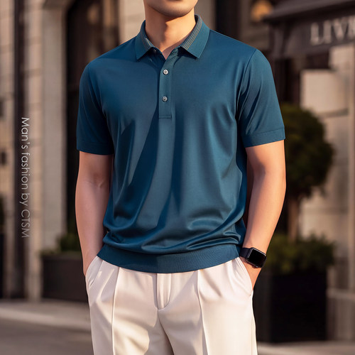 夏季男士简约风高端短袖POLO衫商务休闲翻领T恤2026男装新款上衣