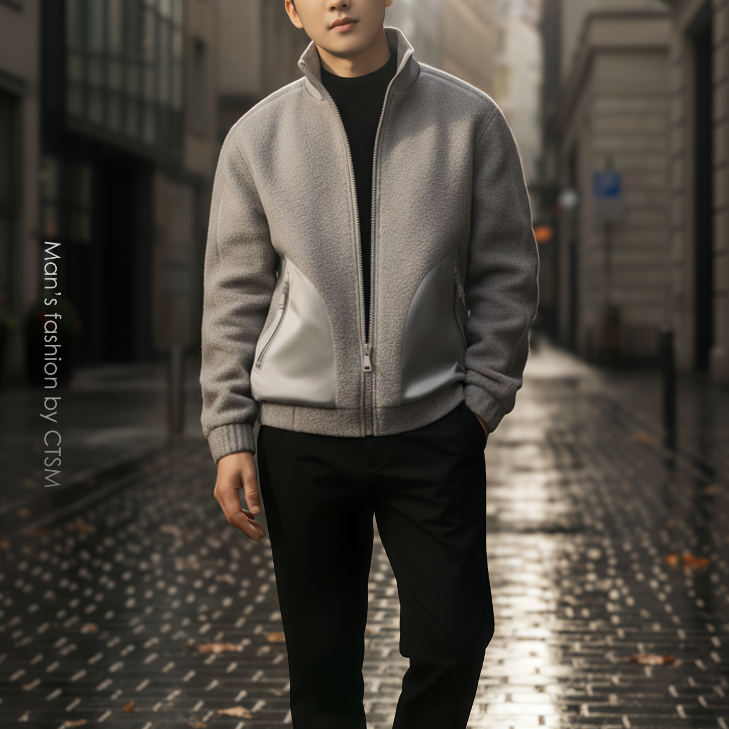 男士立领拉链羊毛夹克外套商务休闲保暖加厚呢子大衣短款男装新款