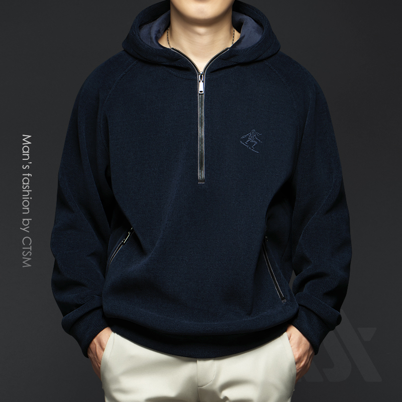 加绒男士连帽卫衣连帽