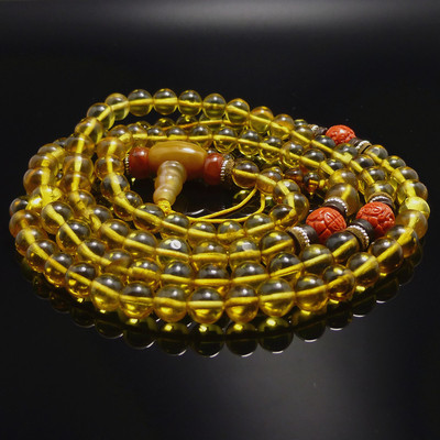 天然无优化佛珠手链金珀