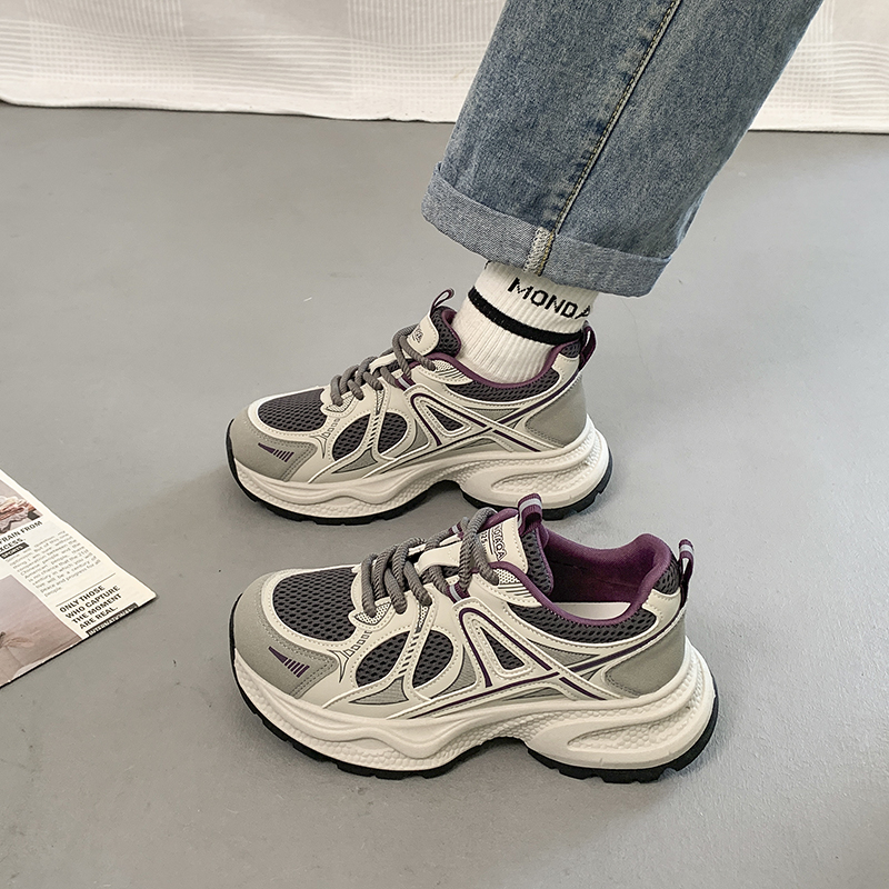 OLDORDER超火老爹鞋女生秋季网面厚底增高减震透气舒适休闲运动鞋