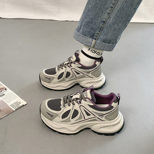 OLDORDER超火老爹鞋女生秋季网面厚底增高减震透气舒适休闲运动鞋