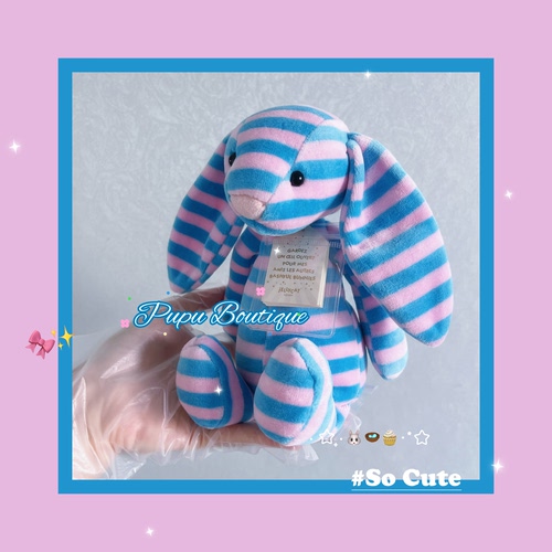 正品英国Jellycat Jemima special系列蓝粉条纹糖果邦尼兔子玩偶