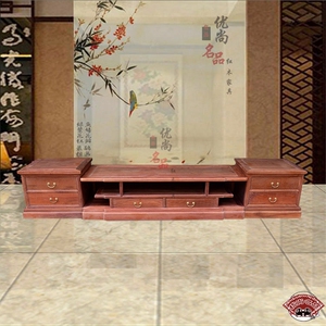 新款缅甸花梨木2.8米三组电视柜 大果紫檀实木中式电视柜 地柜影