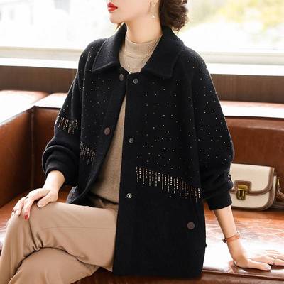 妈妈短款毛呢外套中年女装秋装结婚礼服中老年春秋婆婆婚宴上衣服