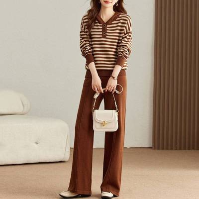 妈妈秋装休闲 运动服套装2025新款中老年女装春秋阔太太针织两件