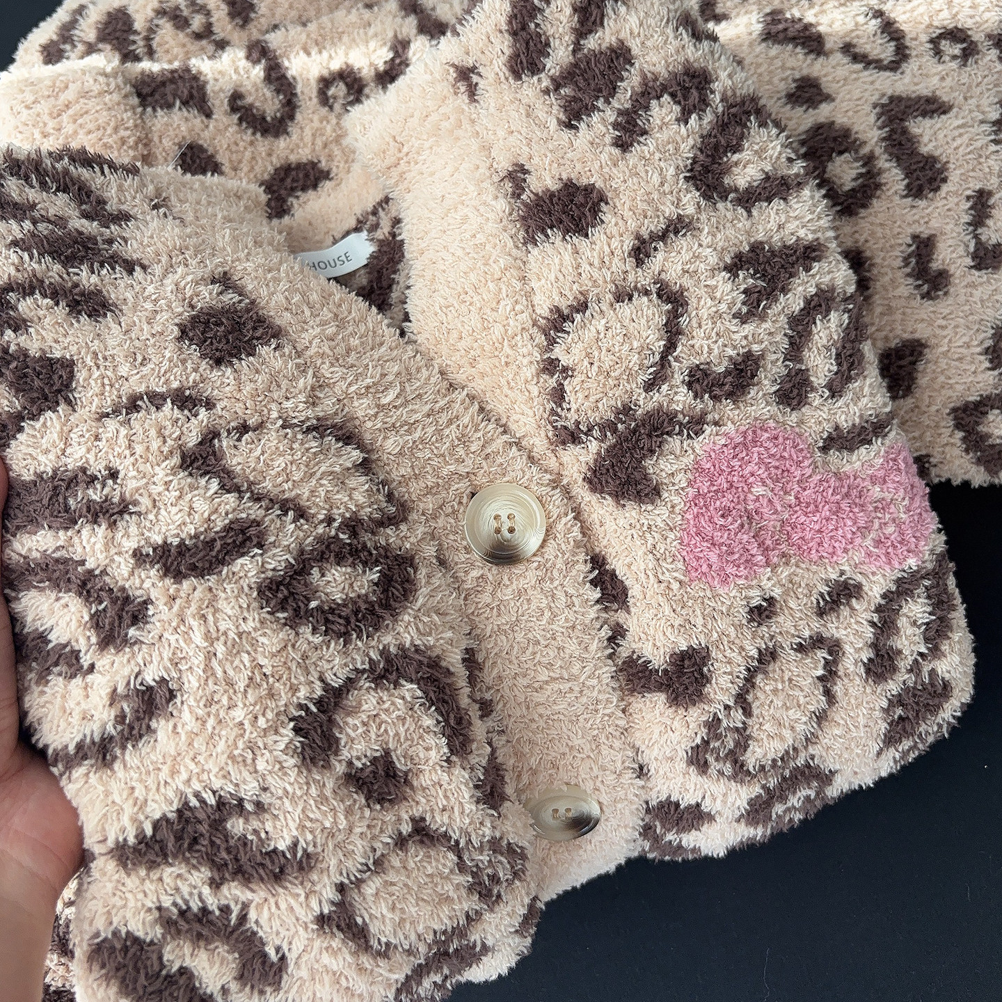 软绵绵豹纹kitty半边绒睡衣女冬季加绒保暖开衫家居服套装可出门