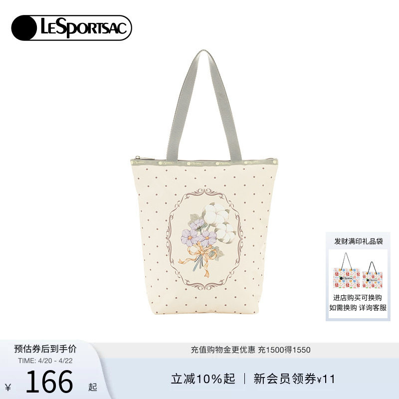 LeSportsac乐播诗新款TRENDY系列可爱印花大容量拉链单肩托特包