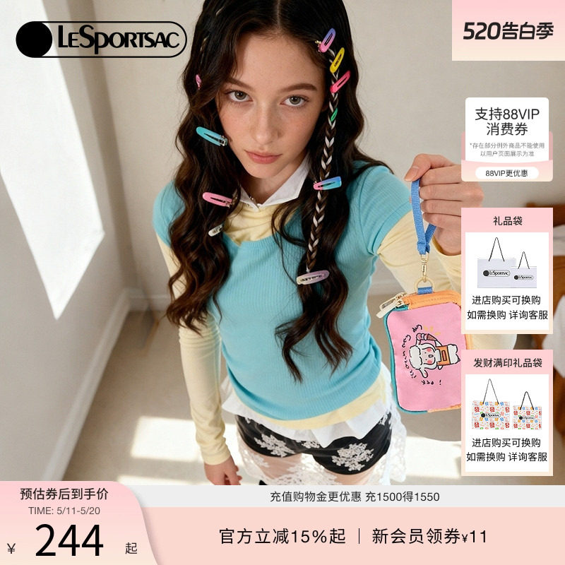 LeSportsac乐播诗小羊波德莱尔卡通钱包隔层卡包女款小包手拿包