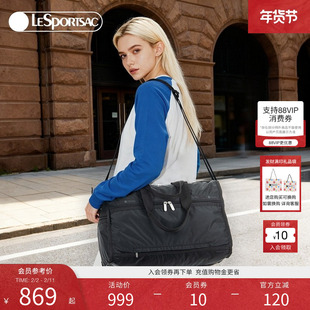 LeSportsac乐播诗新款黑色外出手提斜挎包收纳袋大容量旅行袋
