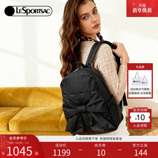 LeSportsac乐播诗新款 CAPSULE系列甜酷黑色蝴蝶结休闲双肩包 BOW