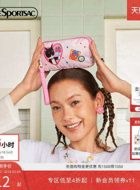 LeSportsac乐播诗新款NEWNEW联名粉色可爱手拿包卡通印花收纳小包