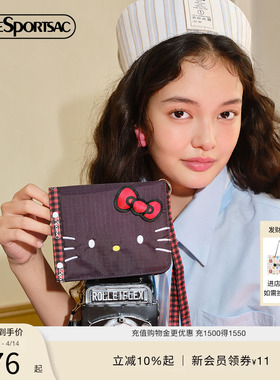 祝绪丹同款LeSportsac乐播诗新款HelloKitty刺绣凯蒂猫护照夹卡包