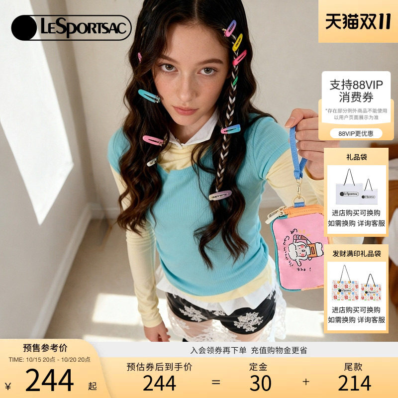 LeSportsac乐播诗小羊波德莱尔卡通钱包隔层卡包女款小包手拿包