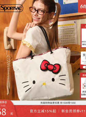 LeSportsac乐播诗HelloKitty系列白色凯蒂猫大容量通勤单肩托特包