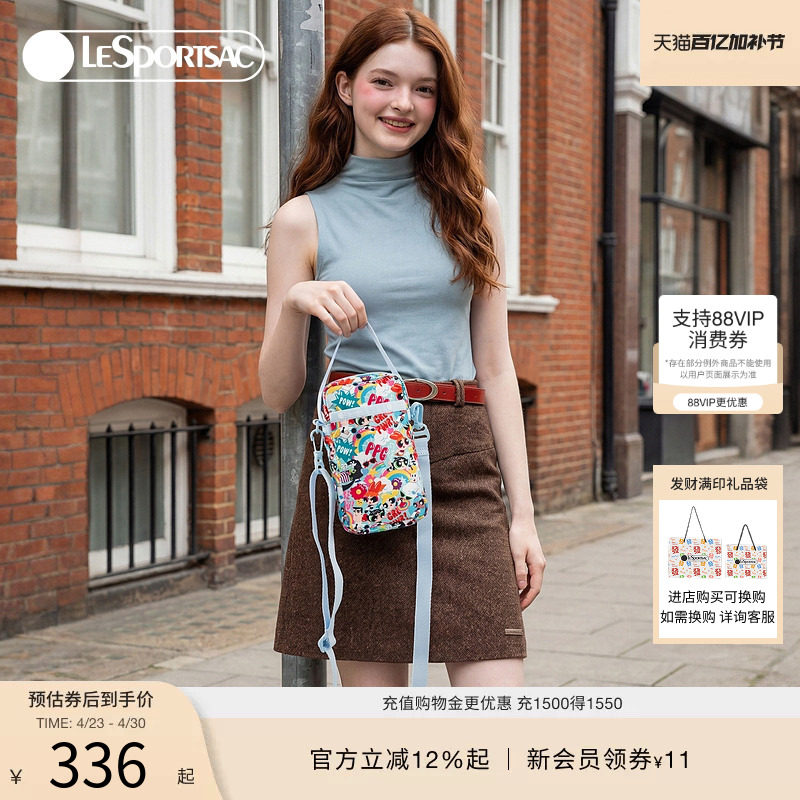 LeSportsac乐播诗新款飞天小女警™系列卡通满印休闲手机包斜挎包