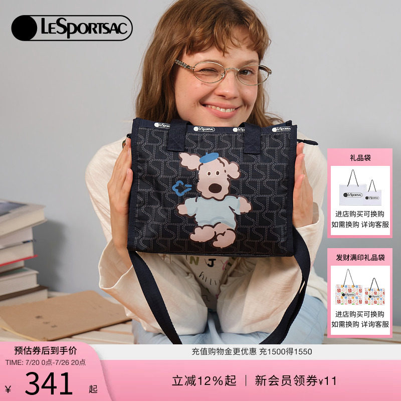 LeSportsac乐播诗新款潮流系列小狗时尚休闲印花托特包通勤斜挎包