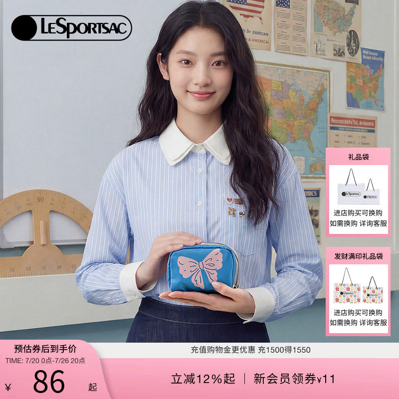 LeSportsac乐播诗新款潮流系列可爱猫猫头零钱收纳包外出手拿包女