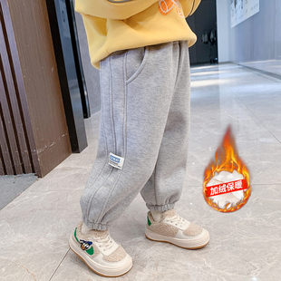 女童运动裤子秋冬款宝宝小童洋气儿童加厚外穿冬装加绒长裤一体绒