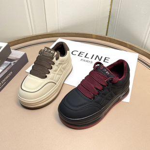 高鹏真皮加绒板鞋女2025年冬季新款百搭厚底小众轻便软底休闲女鞋