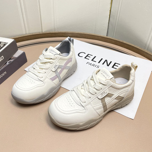 高鹏2026春季新款真皮运动鞋女厚底女鞋