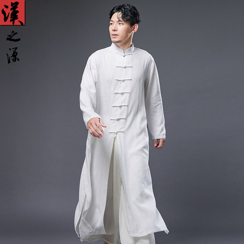 中国长袍古风唐装棉麻演出服汉服