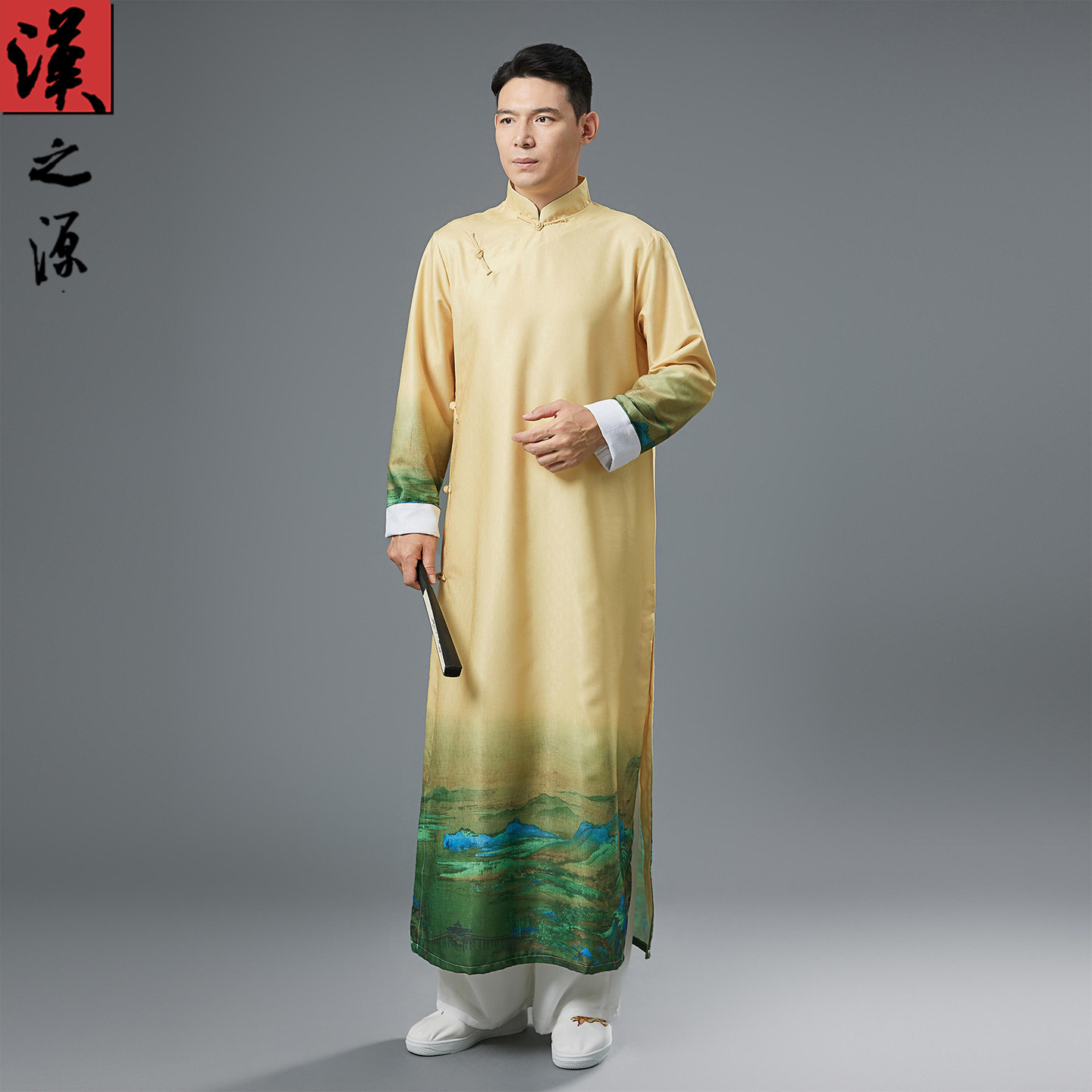 新中式国风男长衫长袍相声大褂演出服舞台服国学服复古茶艺师禅服