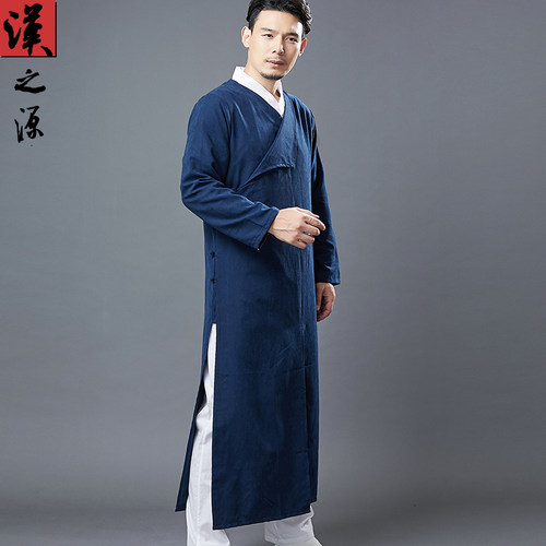 中国风长衫汉服外套缎面禅意长袍
