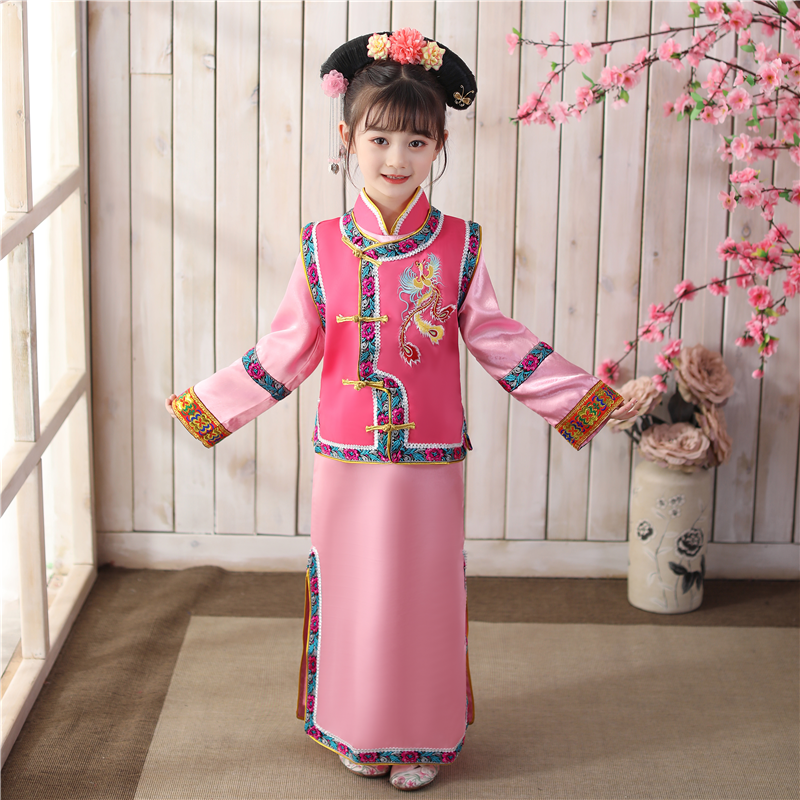 儿童古装还珠格格女童舞蹈清朝满族宫廷服饰幼儿园六一节表演出服