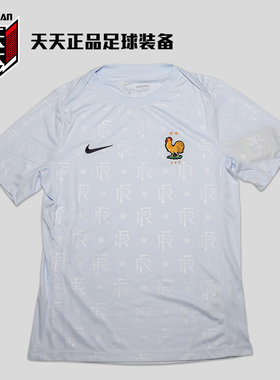 天天正品耐克2024法国赛前热身足球服运动训练短袖T恤FV6940-415