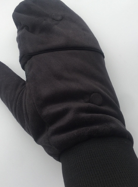 3M新雪丽加绒防滑登山狩猎骑行全指翻盖男款护手保暖防寒黑色手套