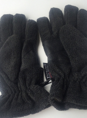 出口欧美外贸摇粒绒防滑加厚3MThinsulate新雪丽大童分指灰色手套