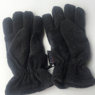 出口欧美外贸摇粒绒防滑加厚3MThinsulate新雪丽大童分指灰色手套