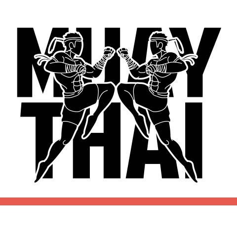 泰拳人物动作英文Muay Thai搏击俱乐部装饰贴画玻璃门镂空墙贴纸