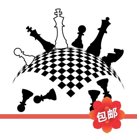 国际象棋棋盘棋子图案墙贴画俱乐部玻璃门镂空装饰自粘背景墙贴纸