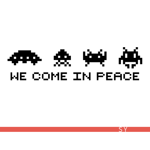 经典怀旧游戏SPACE INVADERS太空侵入者墙贴画像素镂空装饰墙贴纸