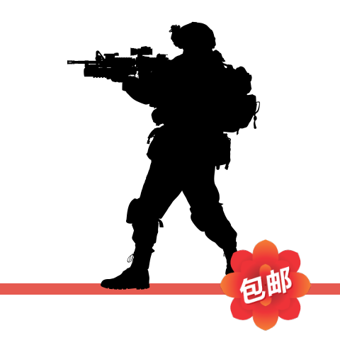 特种武装部队士兵站立射击军事人物剪影墙贴画玻璃镂空装饰墙贴纸